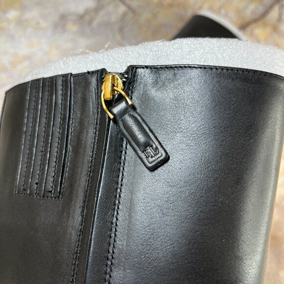 NWB Ralph Lauren Ardington Calfskin Leather Boots Size 6B Black - Picture 14 of 14